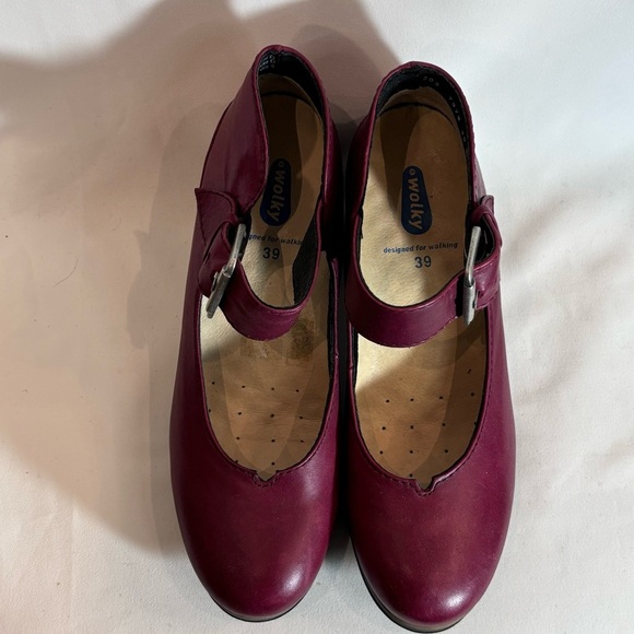 WOLKY Sz 39 Almond Toe Leather Mary Jane Style Heels Shoes - Picture 3 of 11